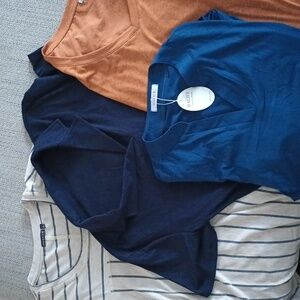 NWT Lg Tops Blue Beige